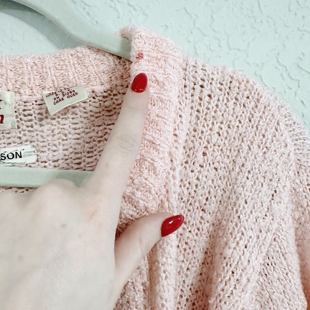 Vintage Cozy Pink Knit Cardigan - Picture 2 of 4
